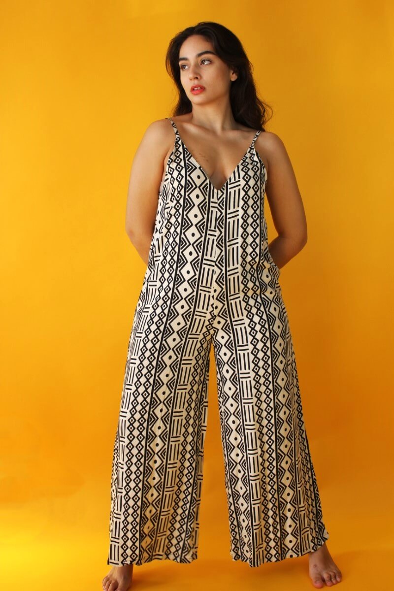 Rayon Lycra Checks Women Jumpsuit main image 1